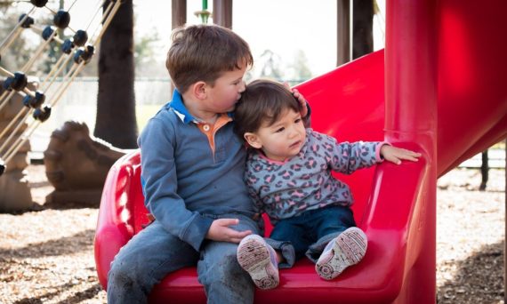Kids on a slide