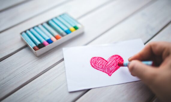 crayons and heart